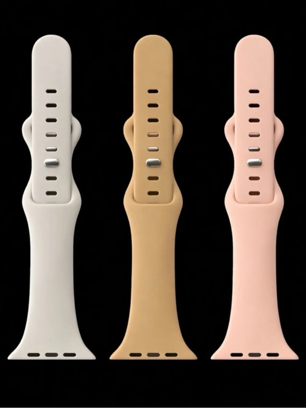 Compatible With Apple Watch Silicone Replacement Watch Bands - White, Tan, Pink